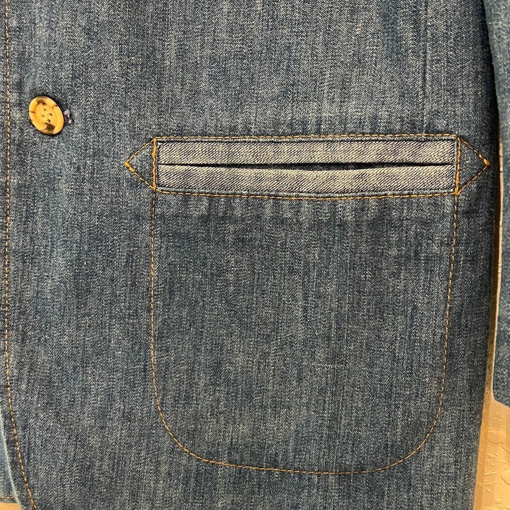 Vintage Lee Denim Blazer Jacket USA Made 2 Button Workwear Coat - Picture 2 of 10
